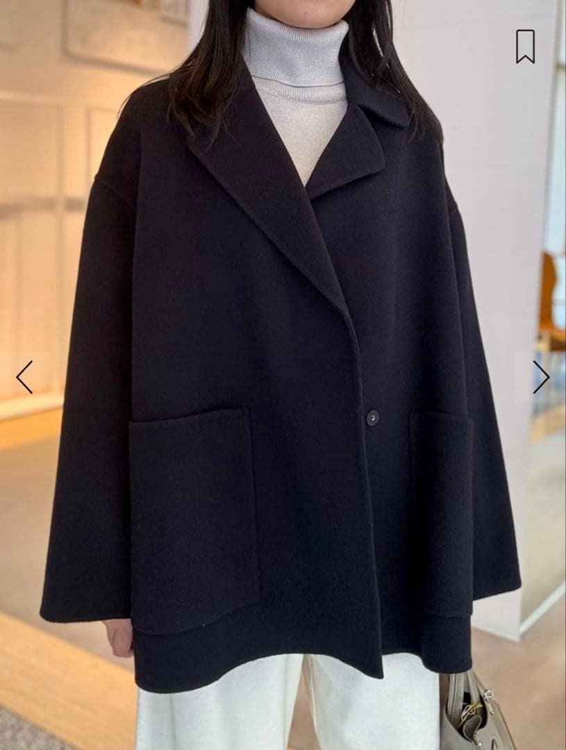 Ballsey プレミアムウールリバーオープンカラーショートコート ネイビー34