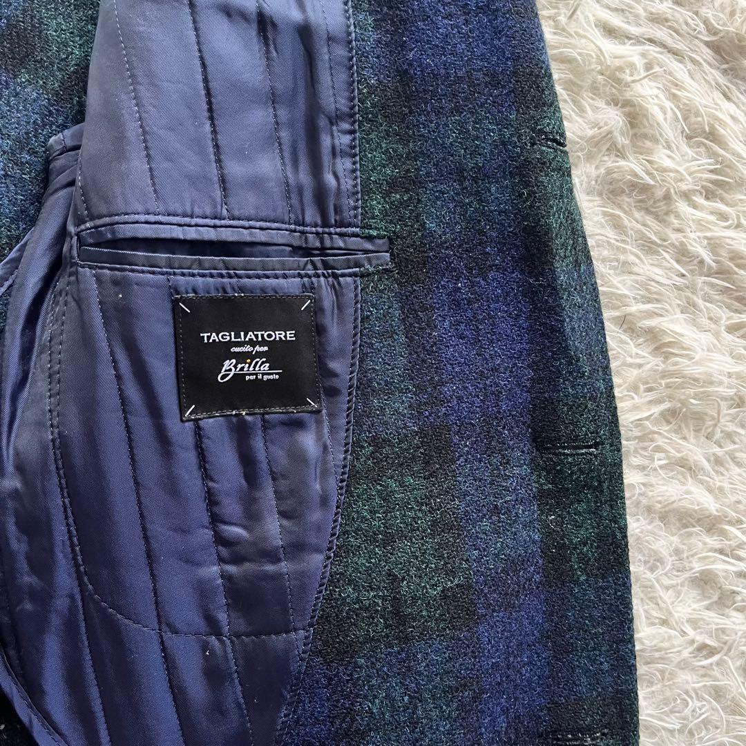 <美品>TAGLIATORE×ブリッラ ハリスツイード生地 チェスターコート48