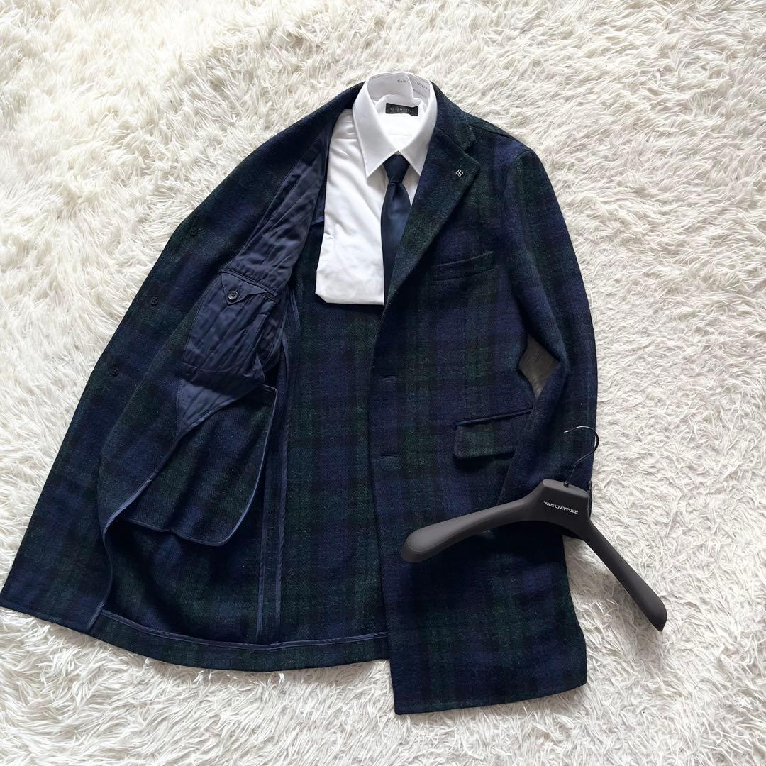 <美品>TAGLIATORE×ブリッラ ハリスツイード生地 チェスターコート48