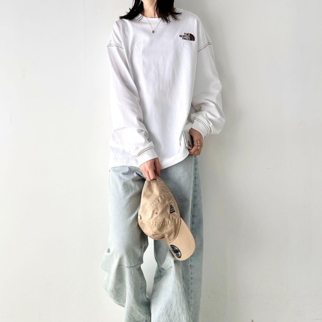 新品 THE NORTH FACE ロゴ刺繍 ステッチ 長袖 ロンT 2XL