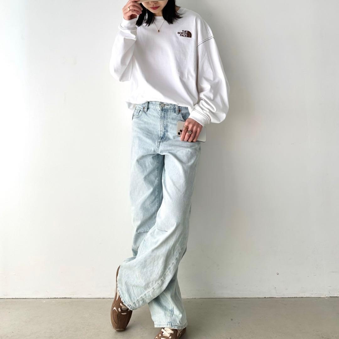 新品 THE NORTH FACE ロゴ刺繍 ステッチ 長袖 ロンT 2XL