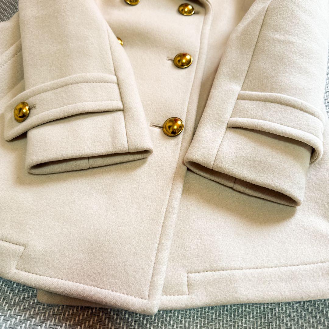 美品 IENA ラム リバー メルトン Pコート 金ボタン ウール100% 36