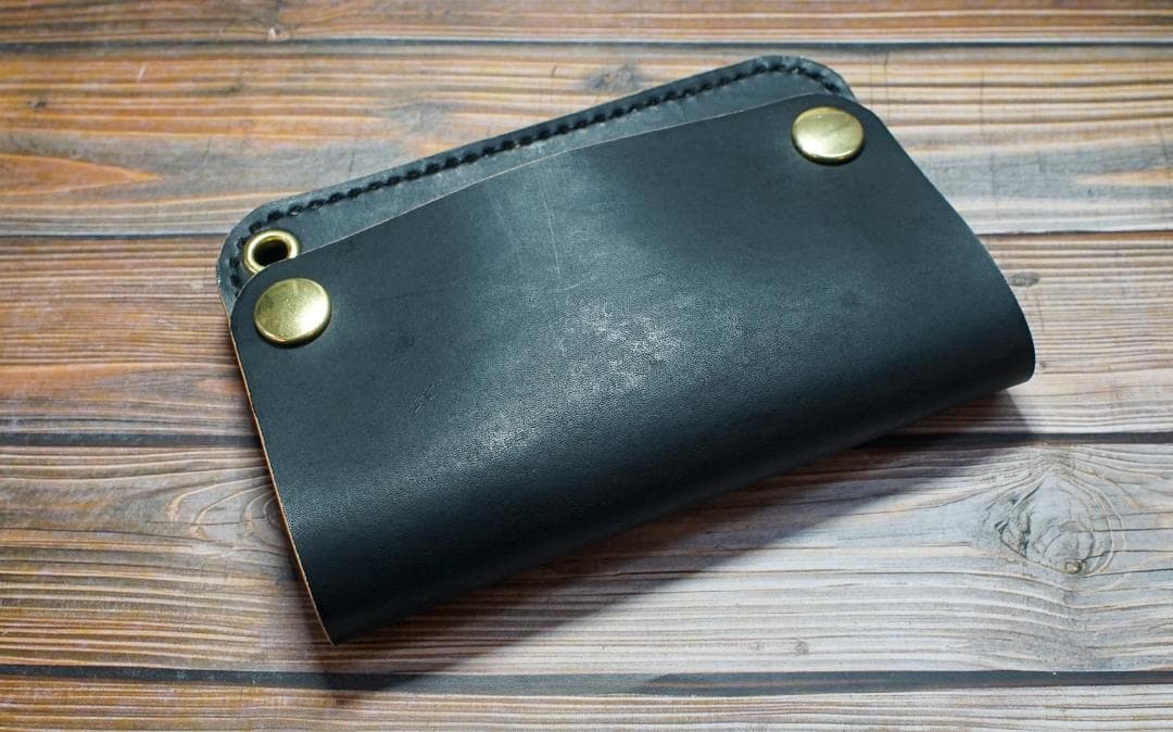 三層　ミドル トラッカーウォレット　茶芯 ブラック 真鍮 トラッカーウォレット