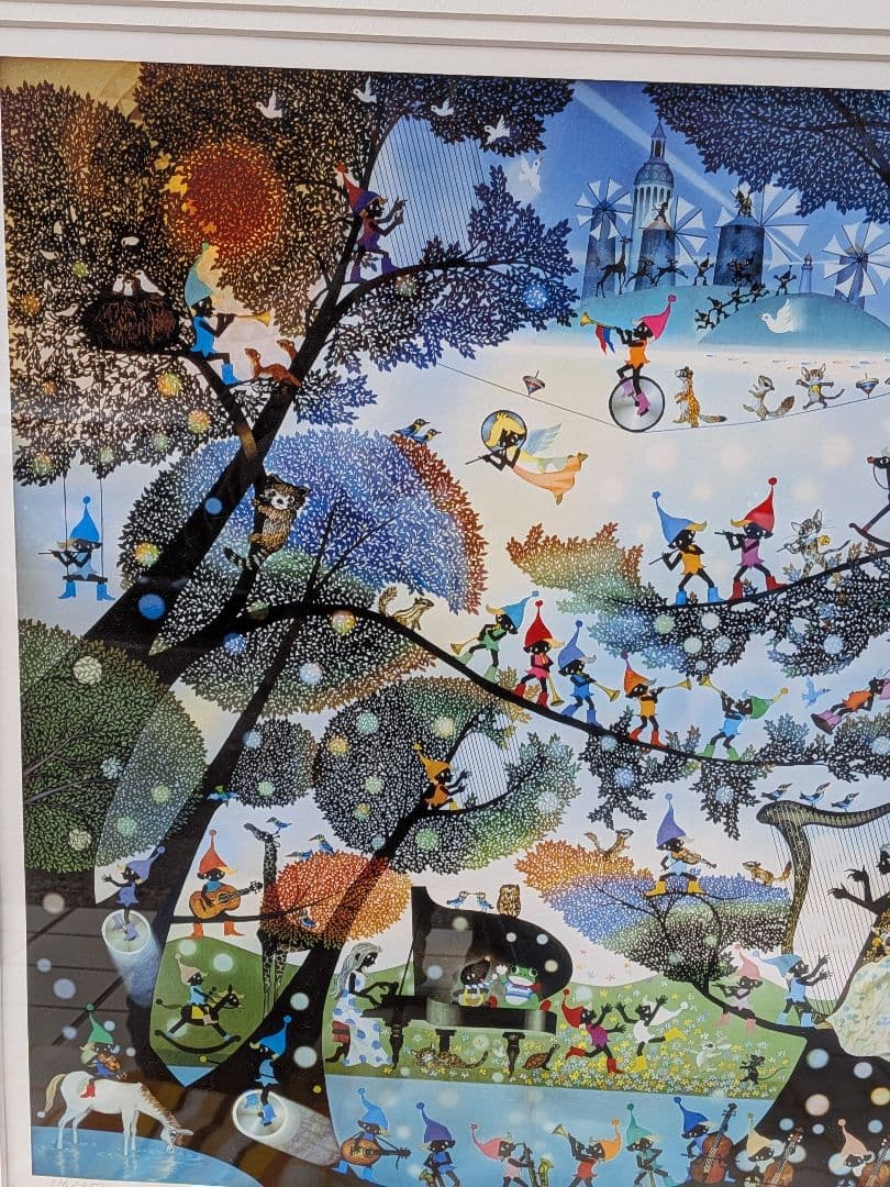 藤城清治 　こびとの楽園　レフグラフ版画　直筆サイン　裏書きあり 大判サイズ