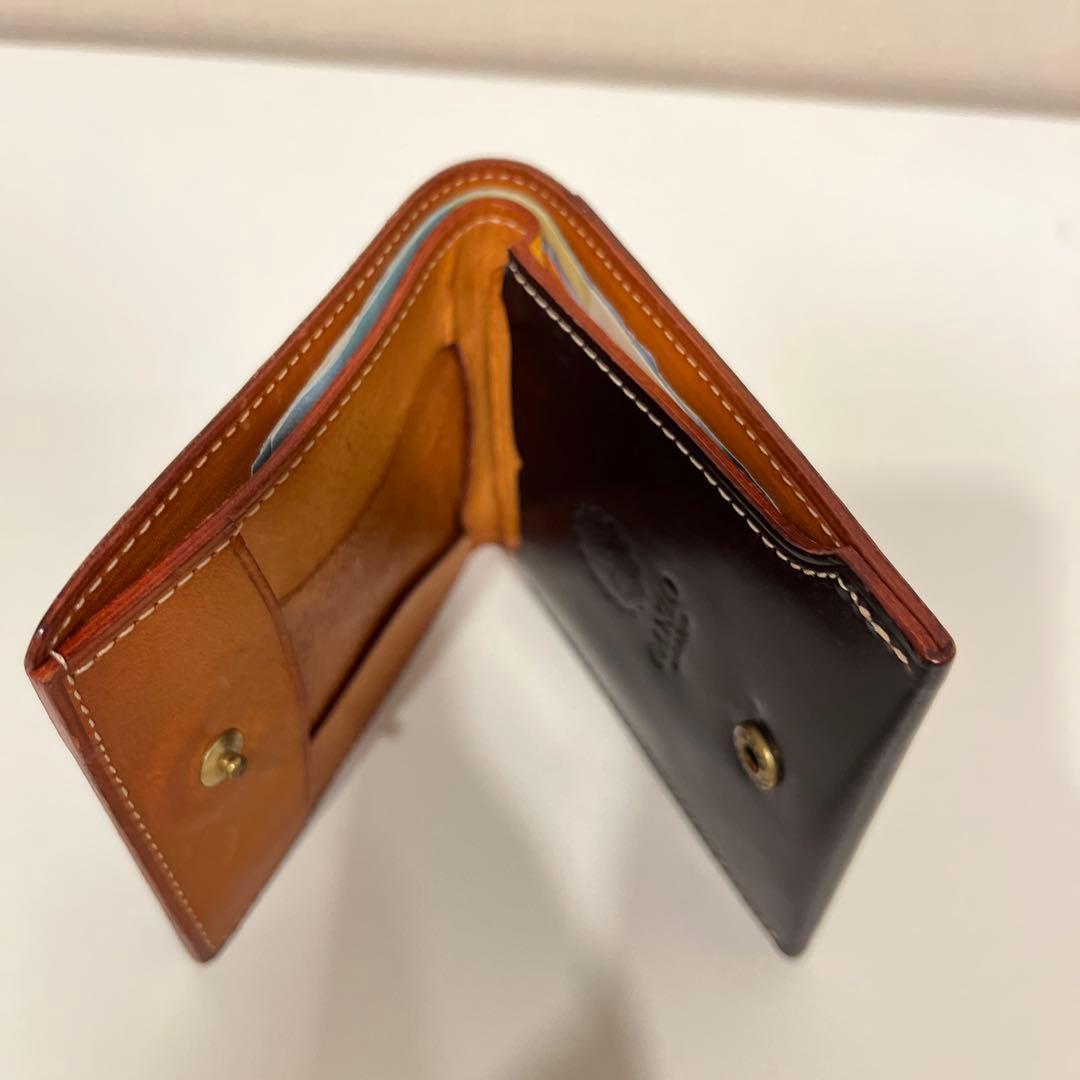 GANZO 二つ折りコンパクト財布　ダークブラウン