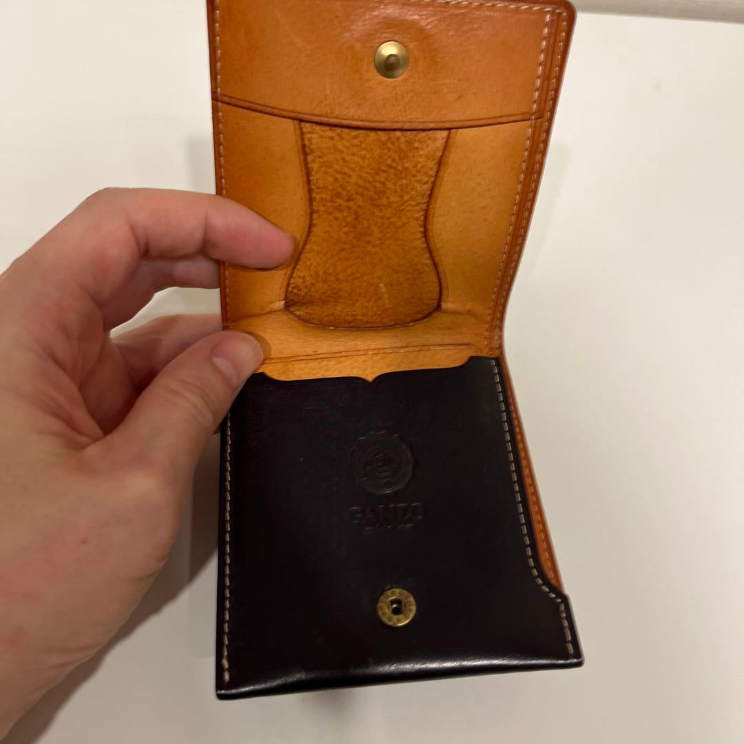 GANZO 二つ折りコンパクト財布　ダークブラウン