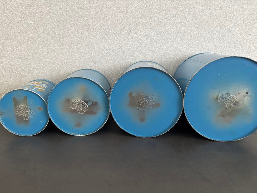 【稀少】RANSBURG ランズバーグ　ヴィンテージ　ブリキのキャニスター　水色