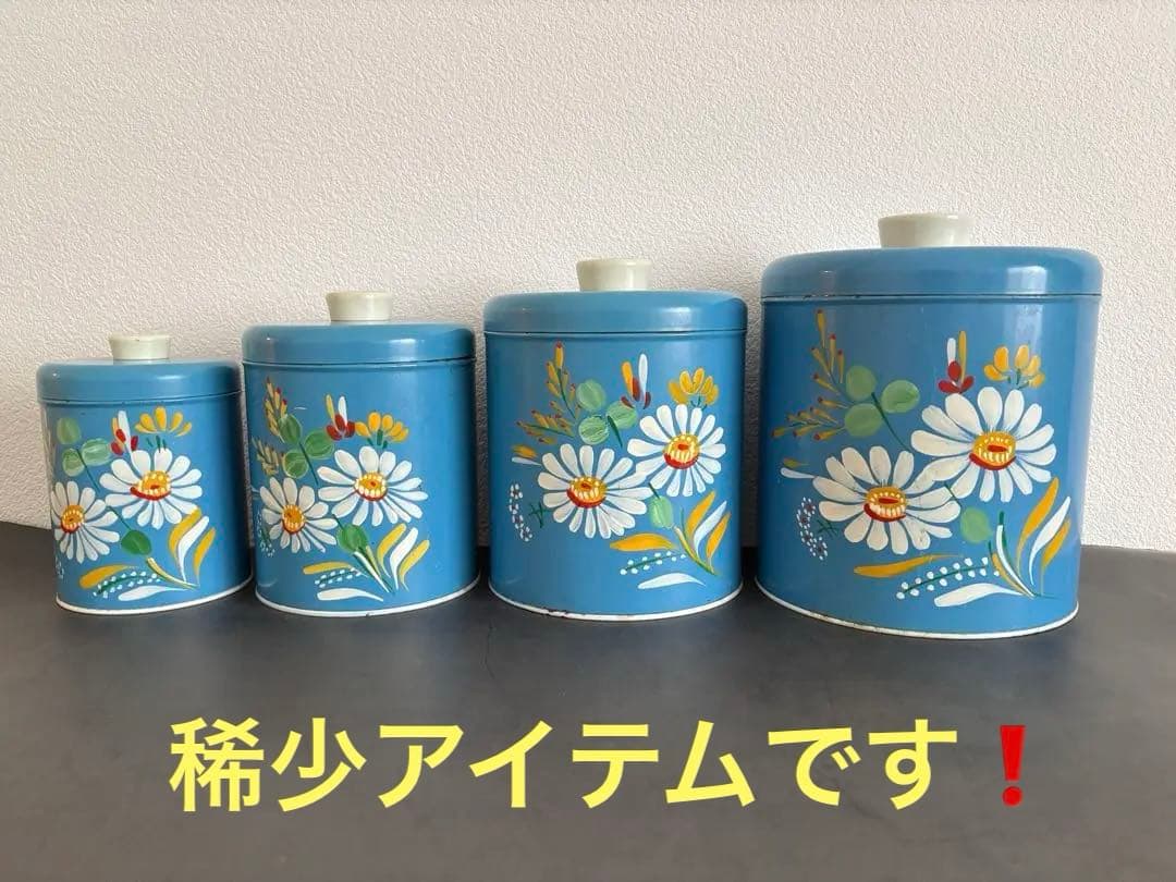 【稀少】RANSBURG ランズバーグ　ヴィンテージ　ブリキのキャニスター　水色