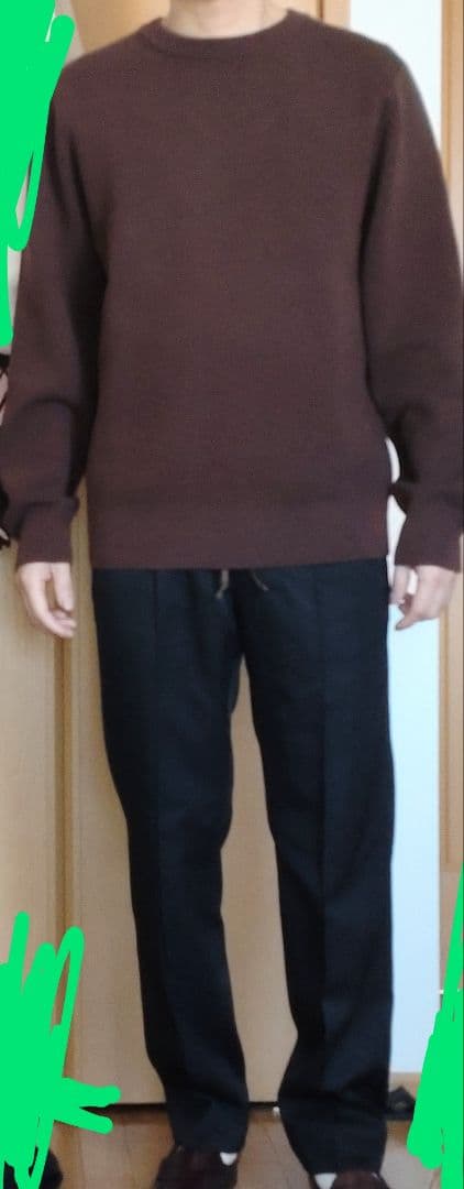 JiTan もりすん 秋冬ver尾州ウールスラックス ブラック S 裾上げ済み