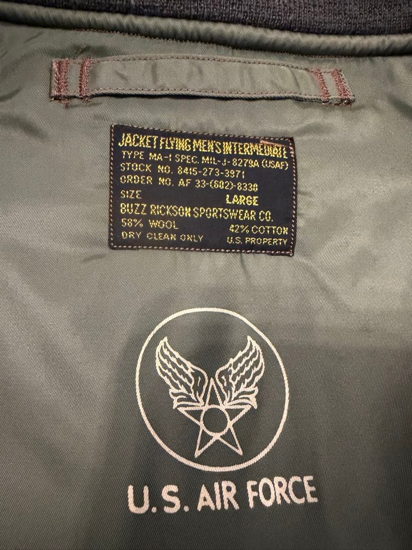 バズリクソンズ MA-1 サイズL MIL-J-8279 美品 最初期モデル