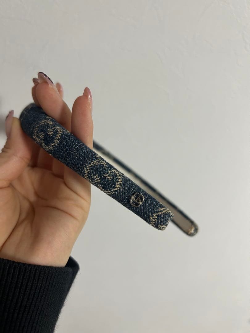 GUCCI ネイビー デニム カチューシャ