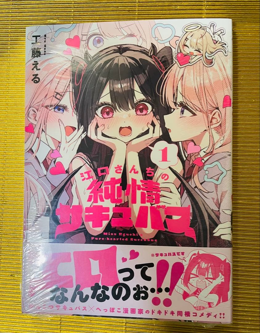 サイン本⭐️江口さんちの純情サキュバス⭐️シュリンク付き⭐️マンガ王　ポストカード付き