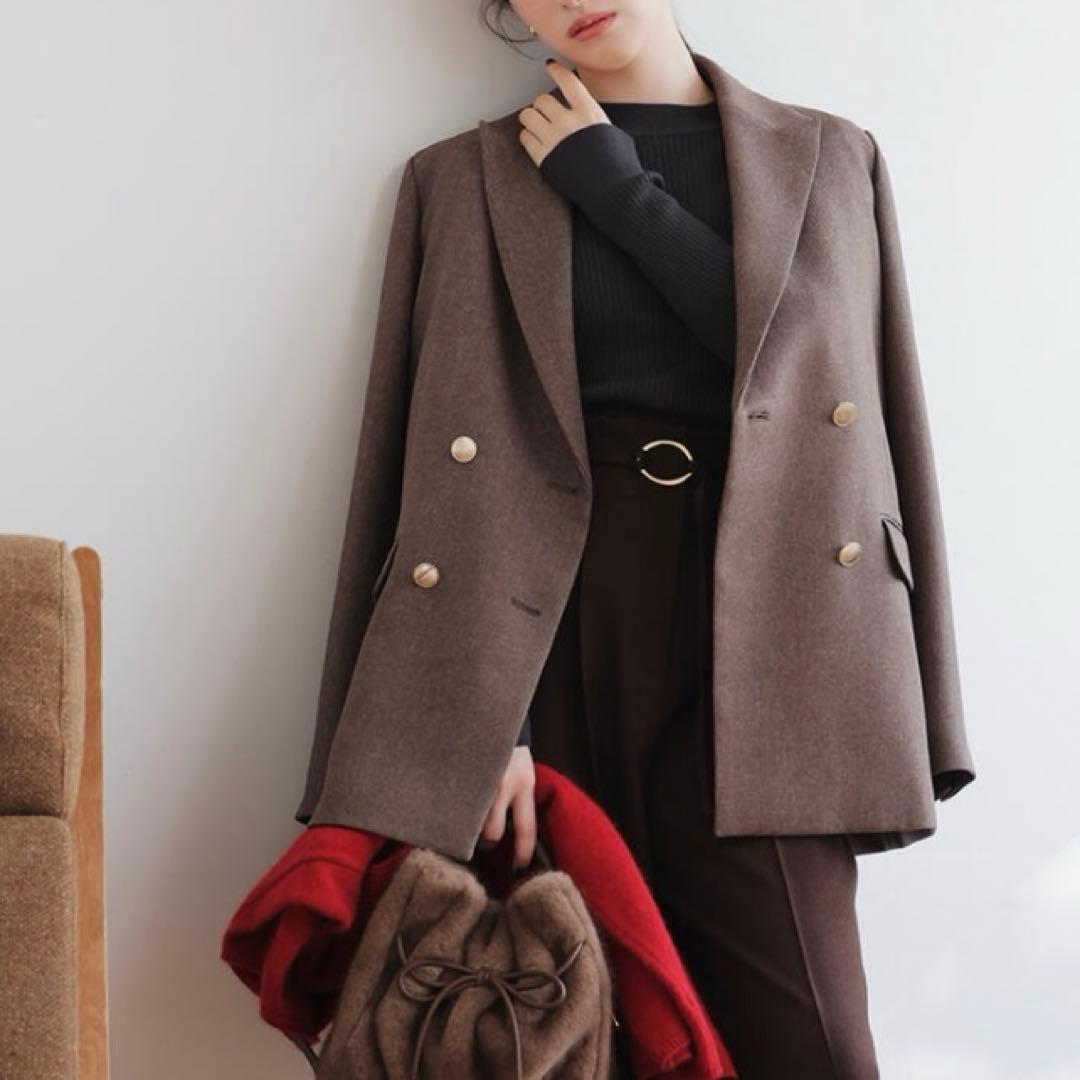 ブラウン ダブルブレストジャケット Mサイズ