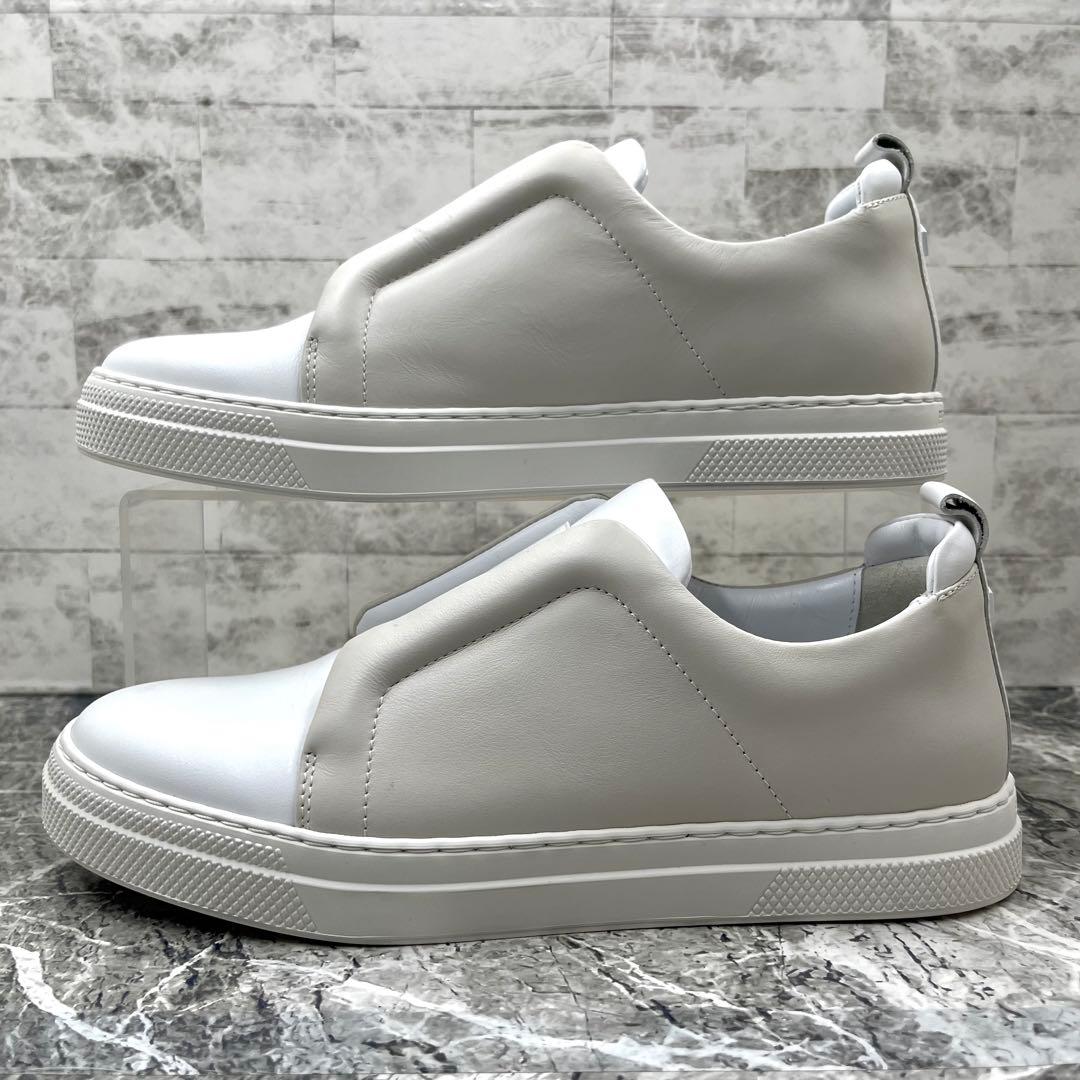 極美品 ピエールアルディ スライダースニーカー 39 ホワイト グレー レザー