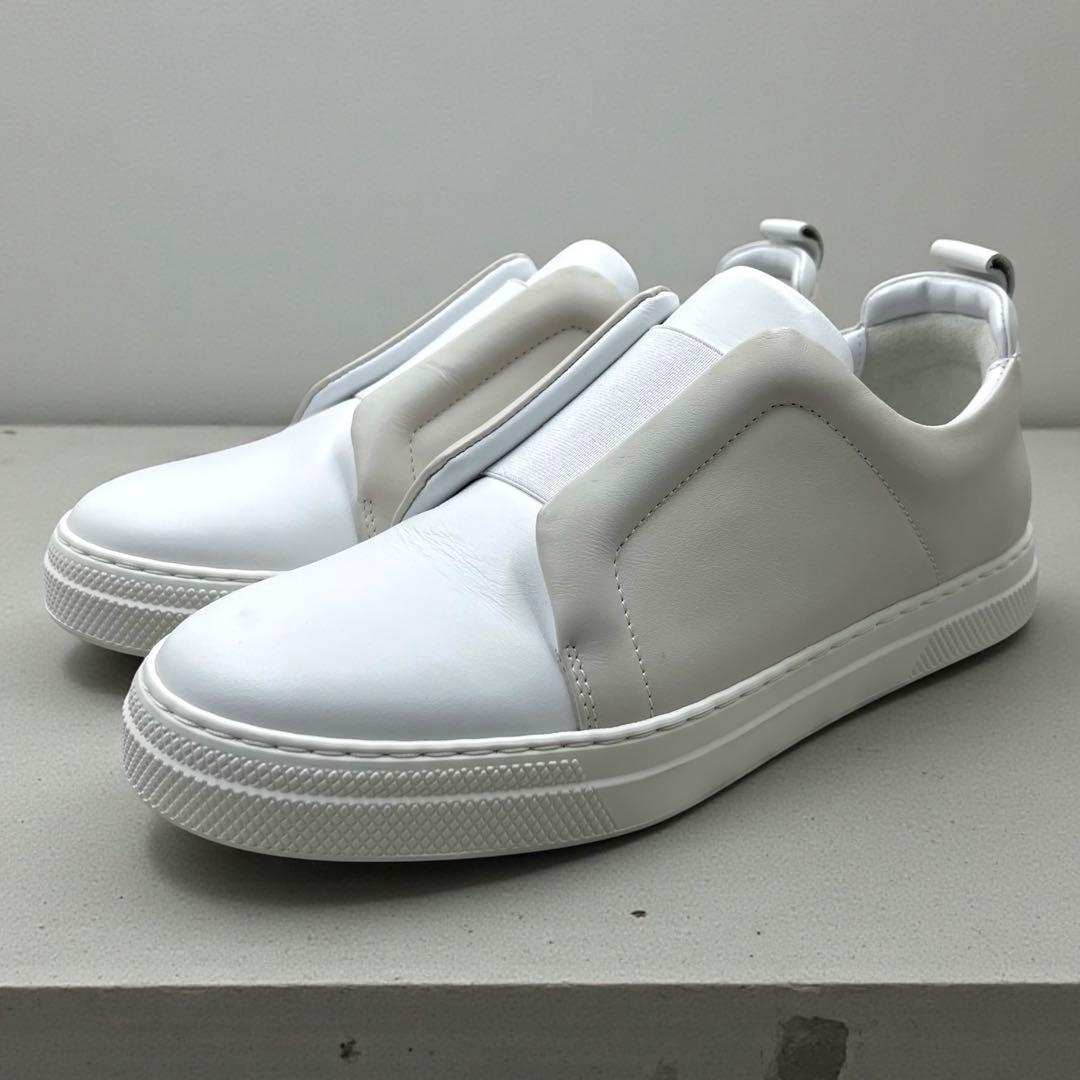 極美品 ピエールアルディ スライダースニーカー 39 ホワイト グレー レザー