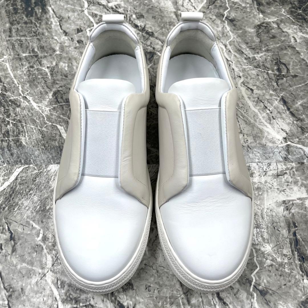 極美品 ピエールアルディ スライダースニーカー 39 ホワイト グレー レザー