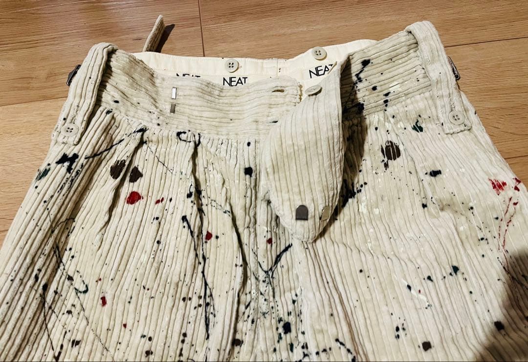 NEAT ニート　スラックス　ペイント　コーデュロイ　テーパード　M