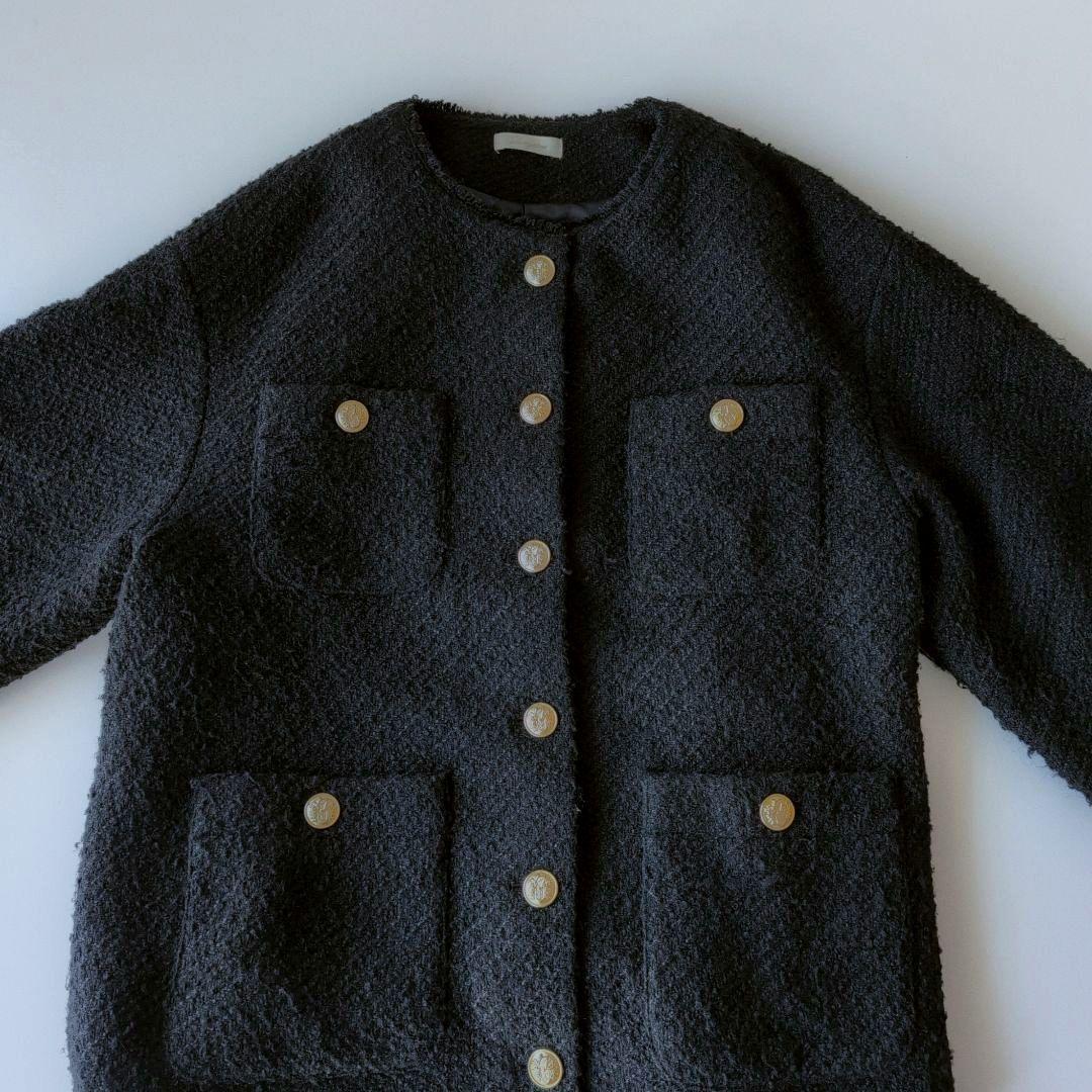 ラウンジドレス　ツイードジャケット　ブラック　黒　金ボタン　26400円　F