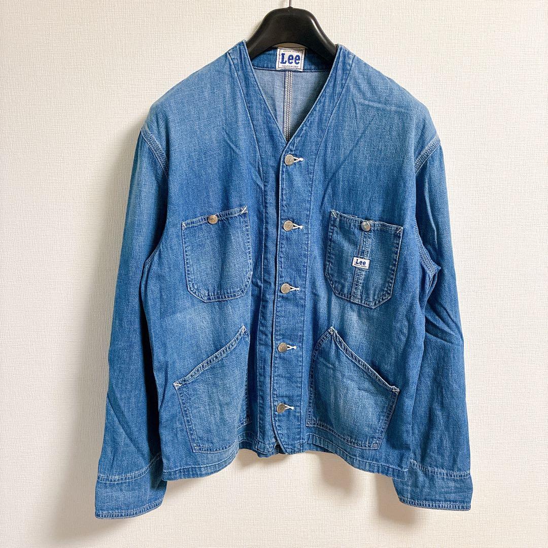LEE ノーカラー　カバーオール　エンジニアジャケット　ネップシャンブレー