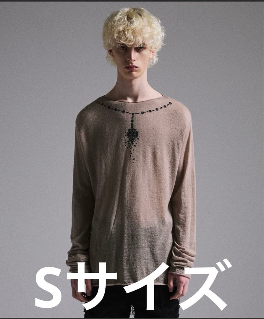 [GRANCY]プリントデザインシアーニット　グレー