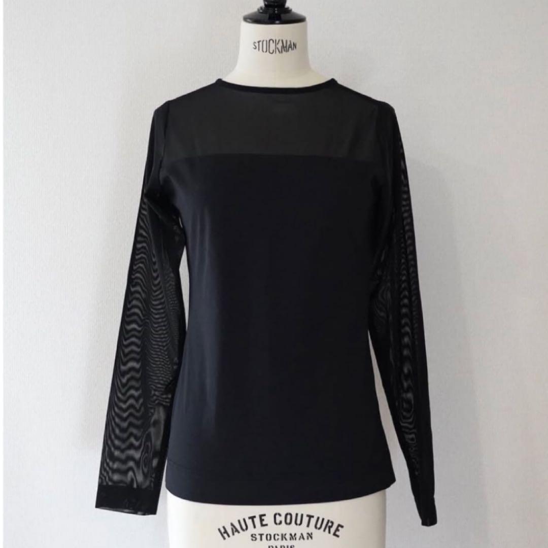 イデアルーチェ　シアーカットソー　ブラック