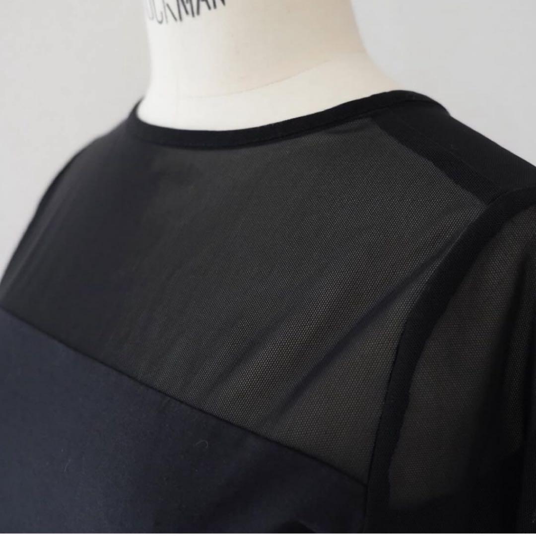 イデアルーチェ　シアーカットソー　ブラック