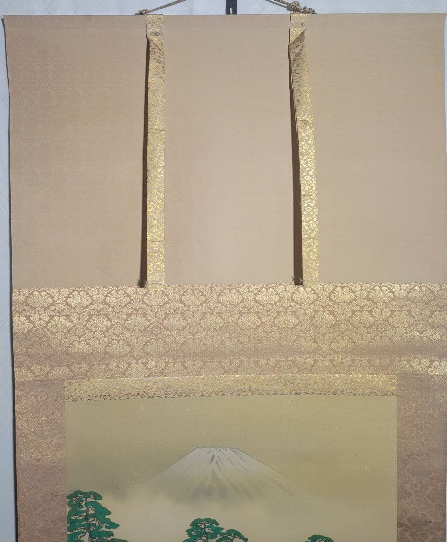 分部五鈴　松林富士　掛け軸　共箱　書画、骨董品、美術品