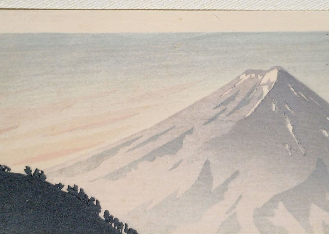 新版画富士三十六景ノ内河口湖の逆さ富士徳力富吉郎画、昭和15頃内田美術書肆出版