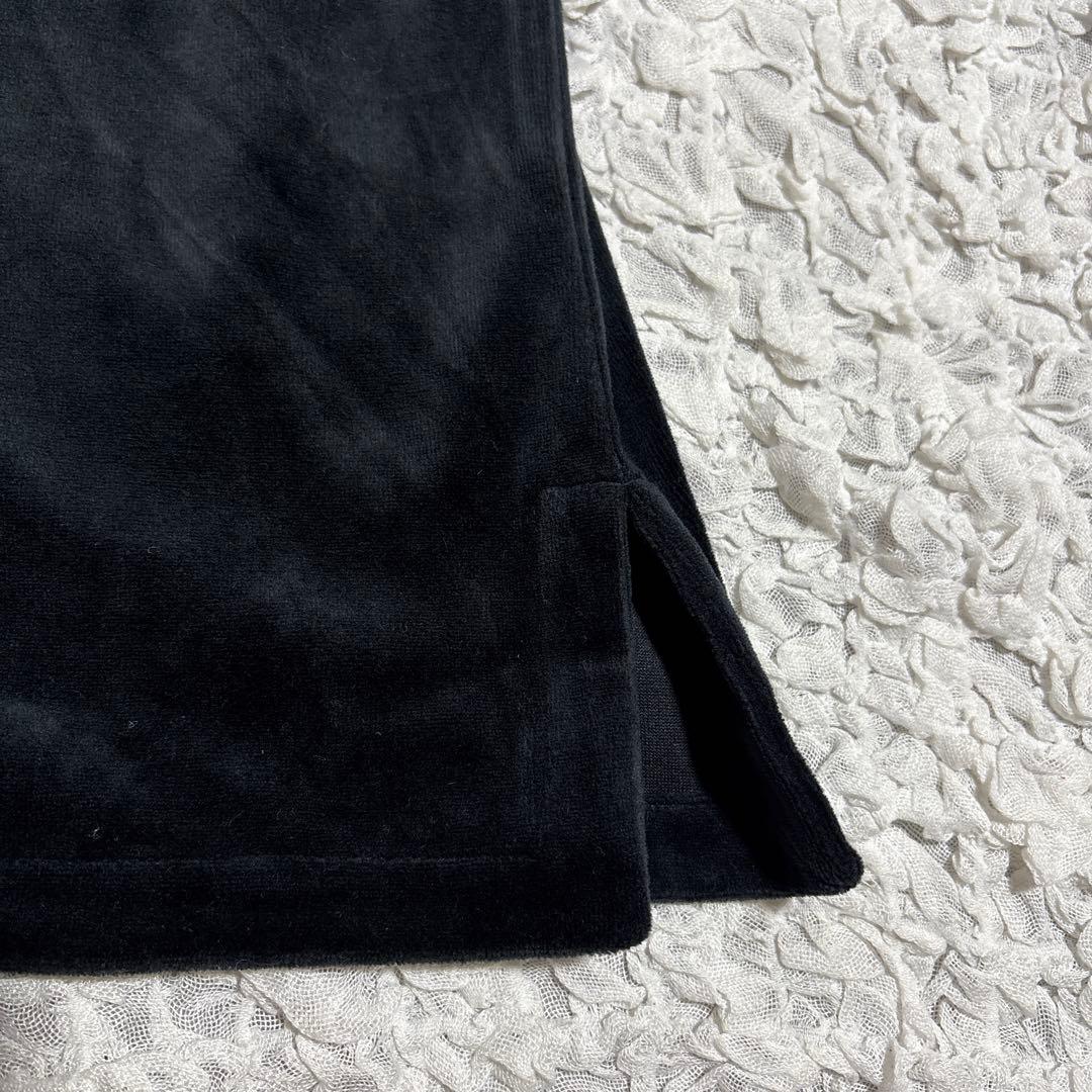 新品　バーバリー　ベロア 長袖ポロシャツ　ロゴ刺繍　ノバチェック　洗える　黒　L