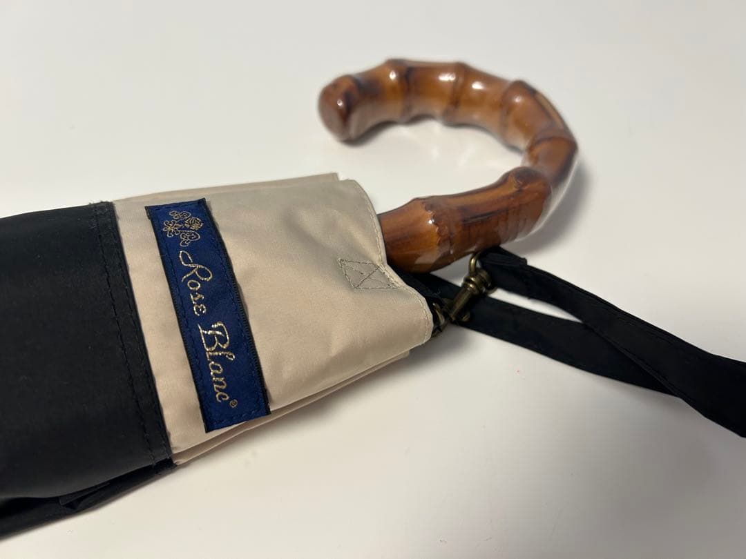 芦屋ロサブラン　日傘　2段折りミドル　コンビ　曲がり手元 55cm