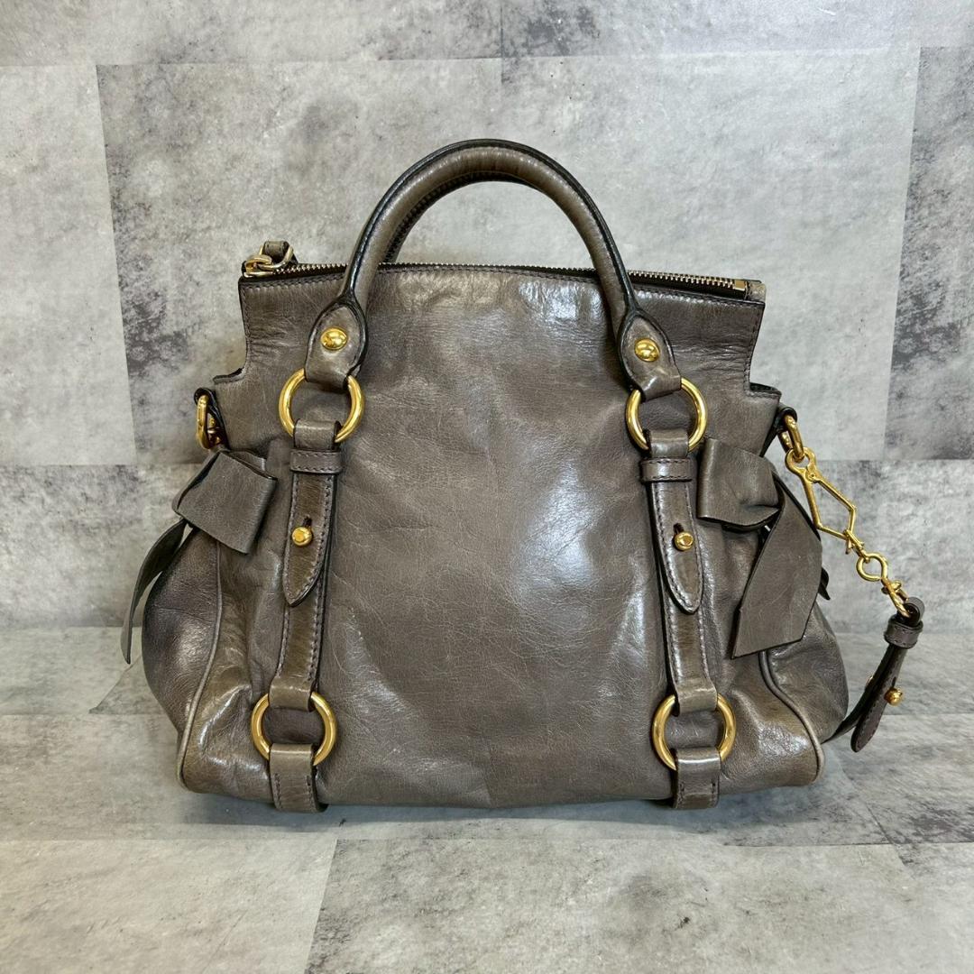 miu miu ２way サイドリボン レザー ショルダーバッグ RG547
