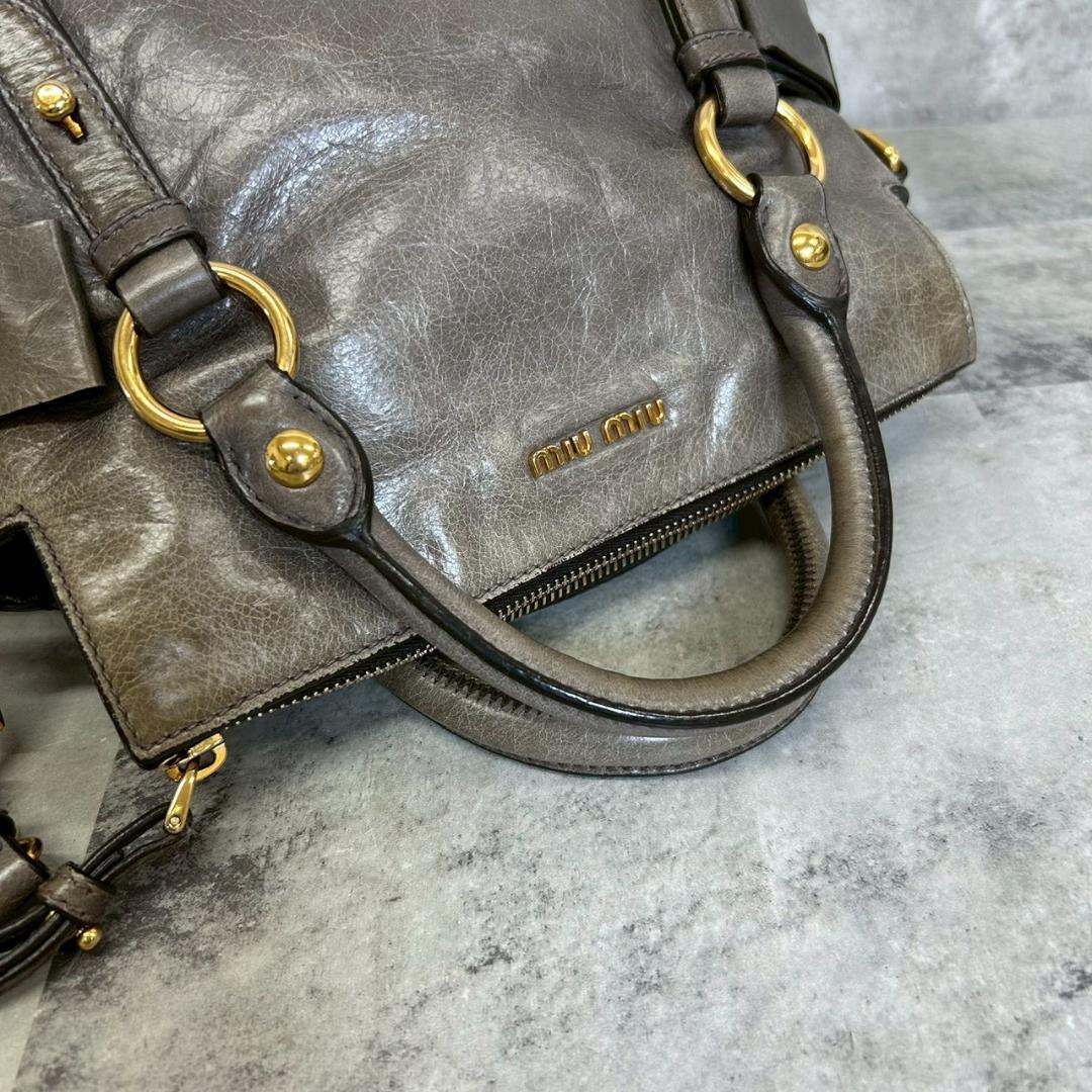 miu miu ２way サイドリボン レザー ショルダーバッグ RG547