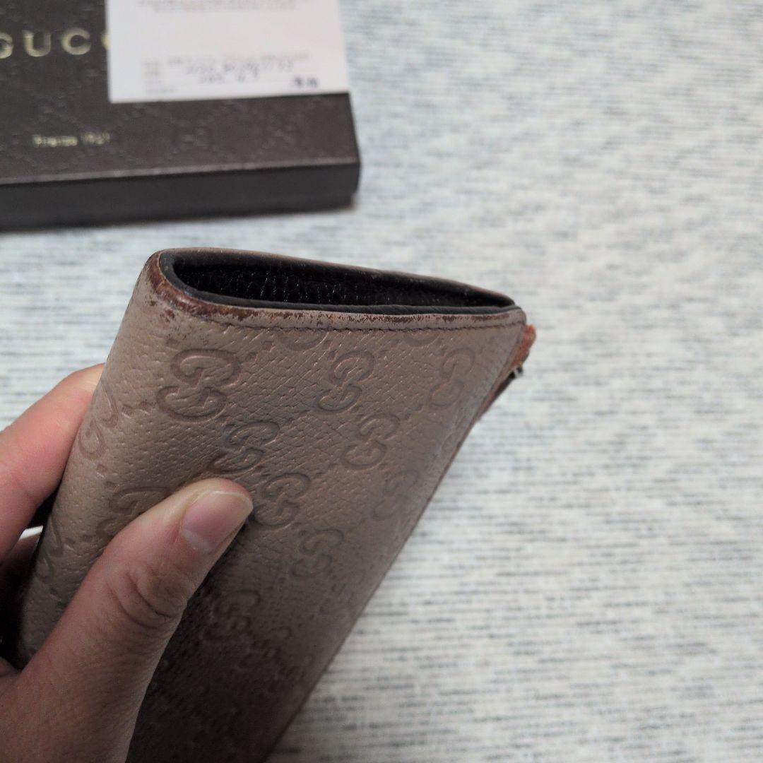 GUCCI ピンクベージュレザー GGパターン 長財布　L字チャック