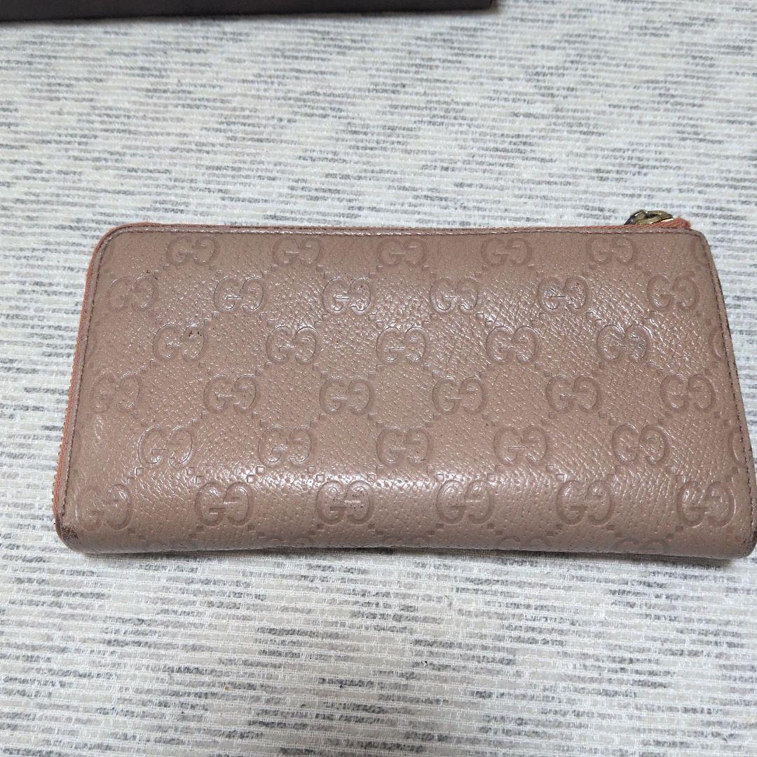 GUCCI ピンクベージュレザー GGパターン 長財布　L字チャック