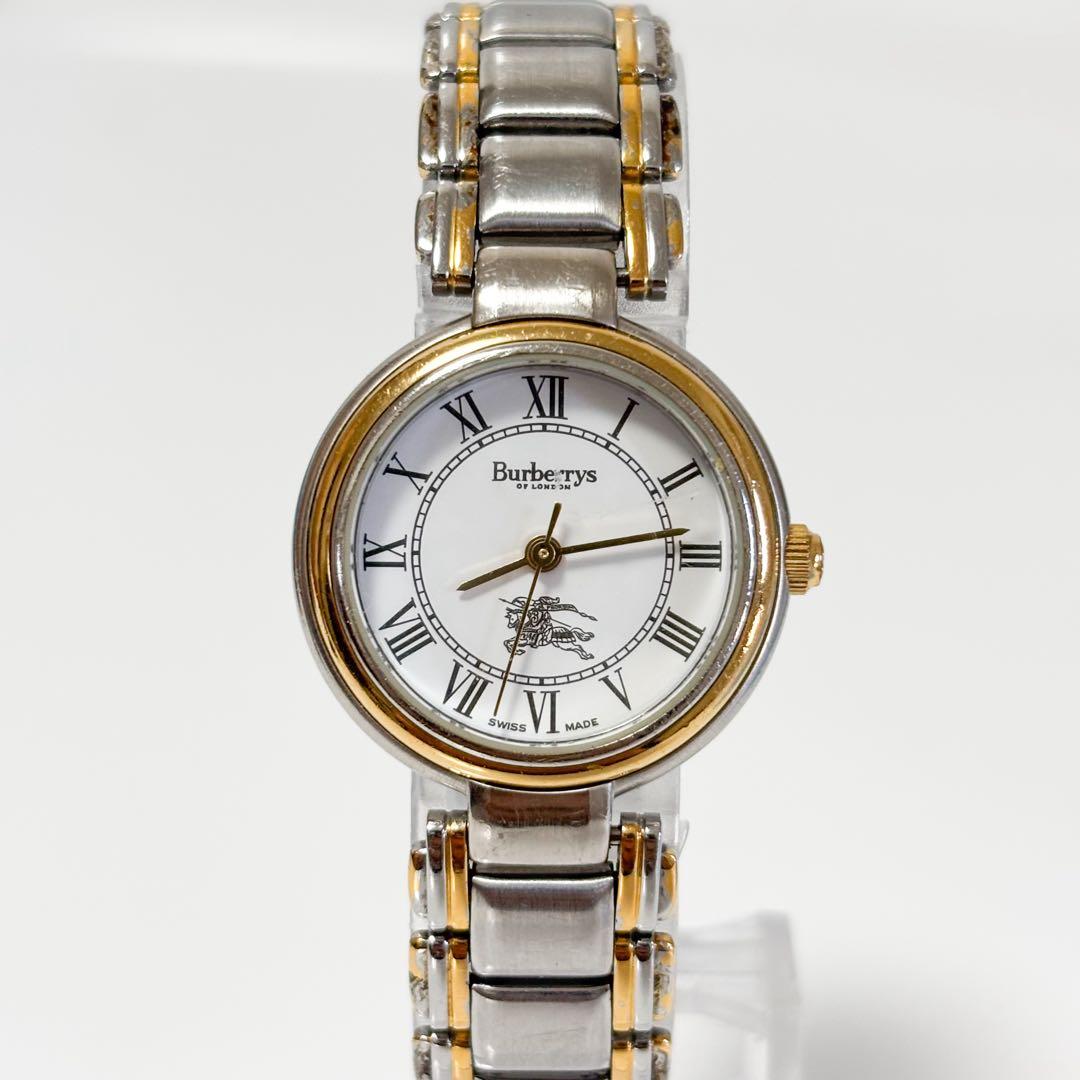 良品 バーバリー レディース腕時計ホワイト シルバー キュート ラグジュアリー