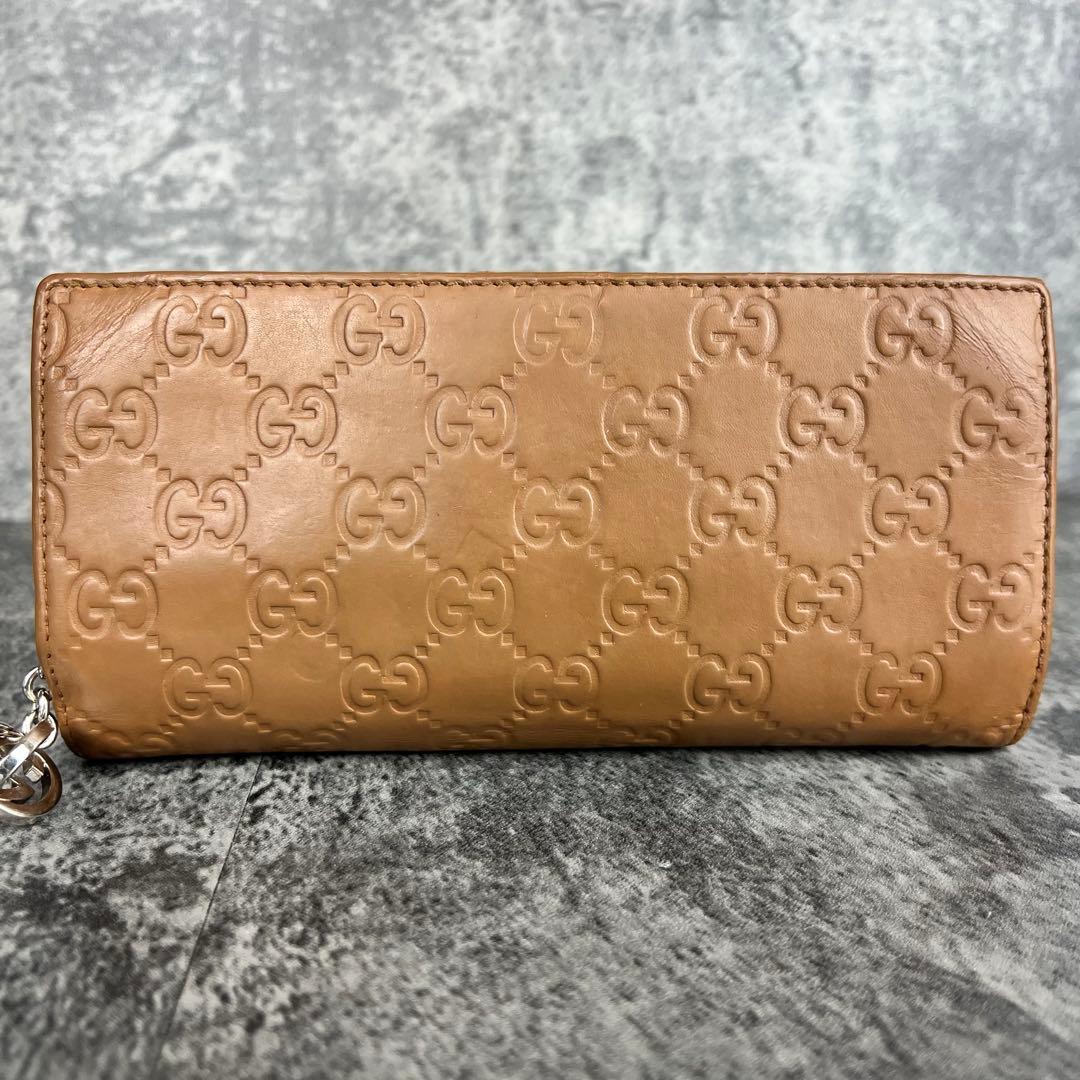 GUCCI シマレザー GG柄 長財布 インターロッキングチャーム