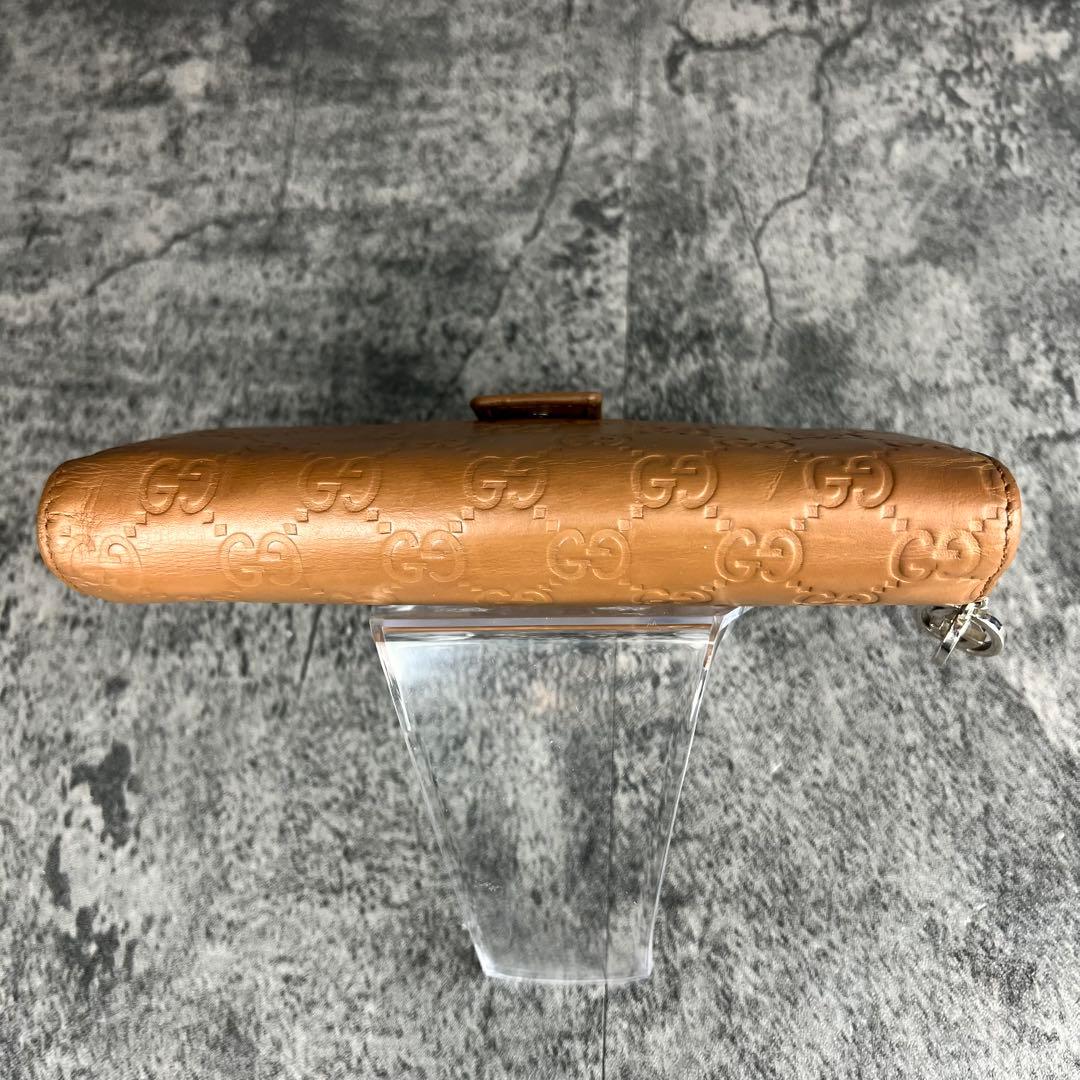 GUCCI シマレザー GG柄 長財布 インターロッキングチャーム