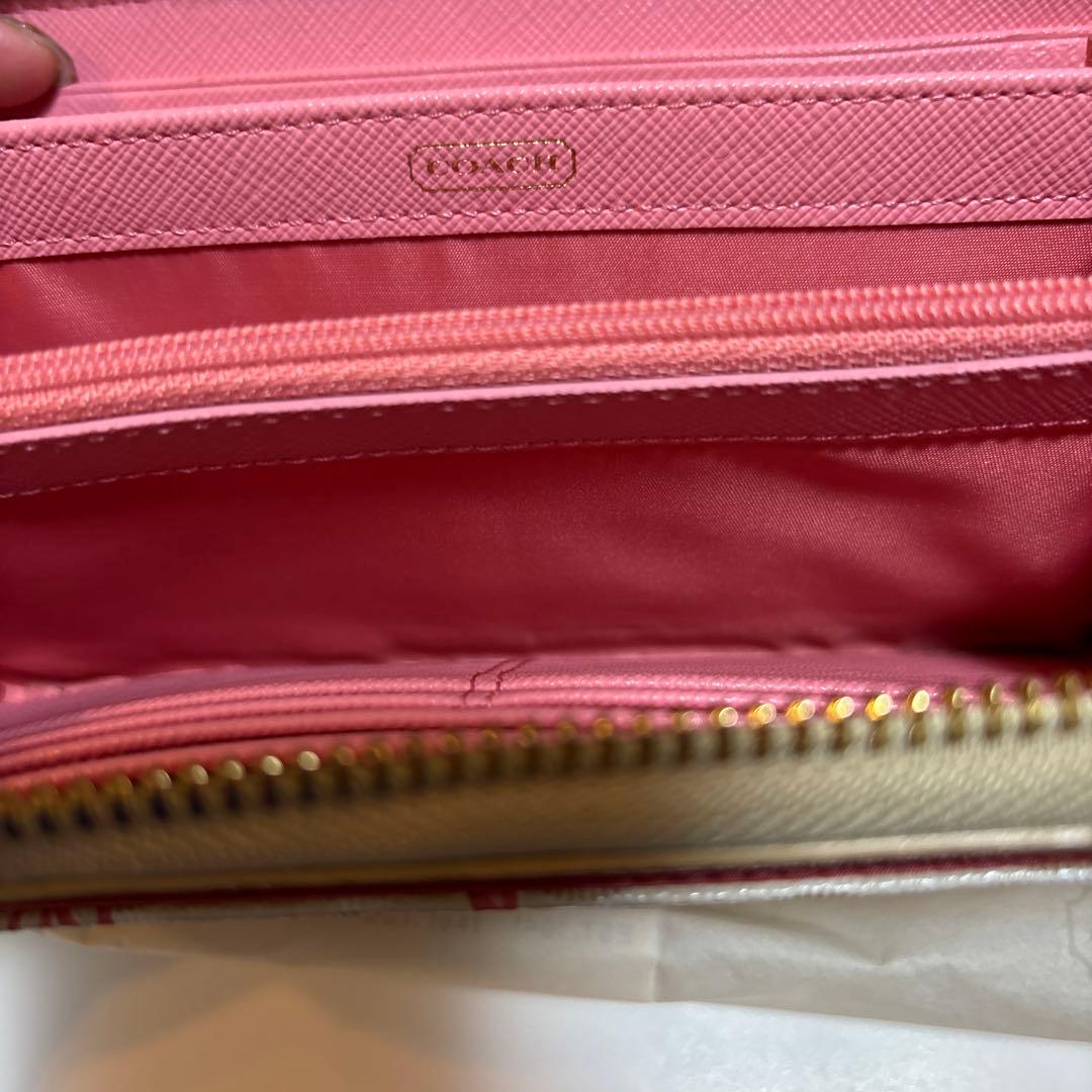 COACH 花柄 長財布 ホワイト ピンク
