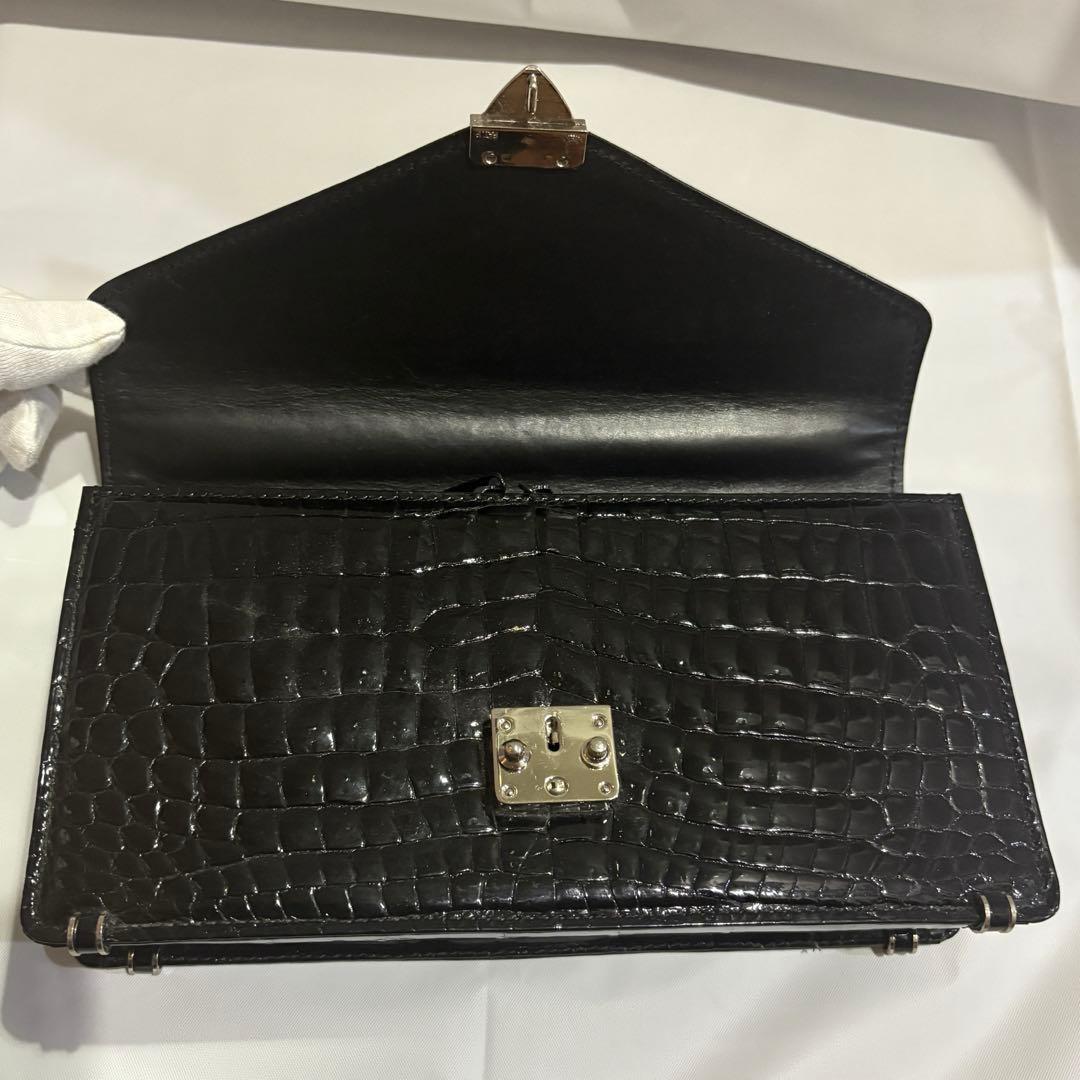 ★タイムセール★ 【美品・希少】JRA 本クロコダイル ワニ革 セカンドバッグ