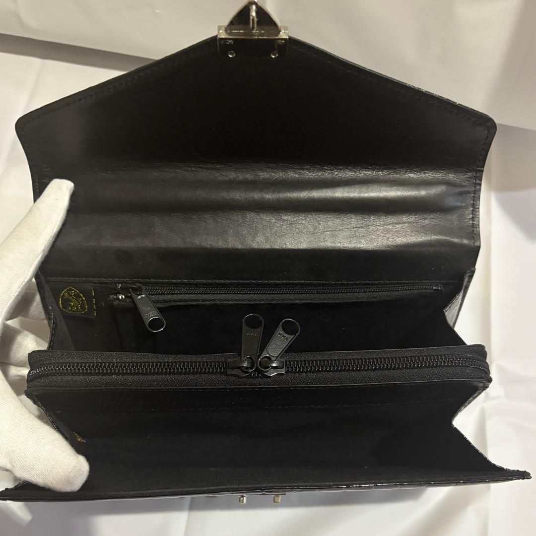 ★タイムセール★ 【美品・希少】JRA 本クロコダイル ワニ革 セカンドバッグ