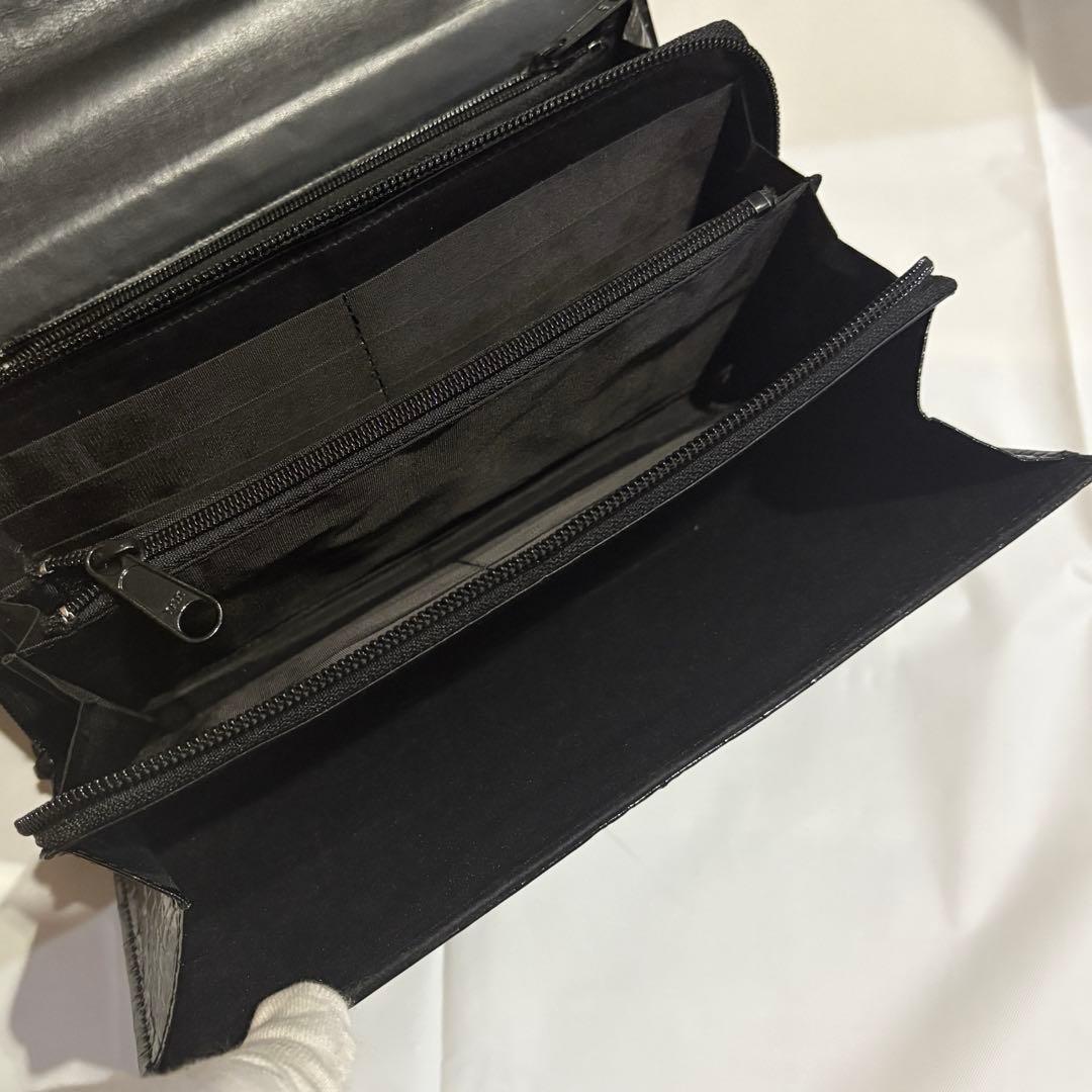 ★タイムセール★ 【美品・希少】JRA 本クロコダイル ワニ革 セカンドバッグ