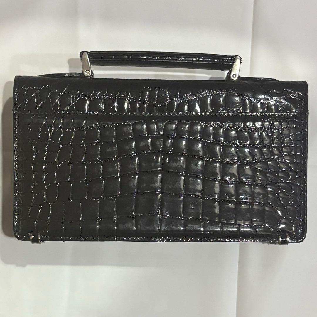 ★タイムセール★ 【美品・希少】JRA 本クロコダイル ワニ革 セカンドバッグ
