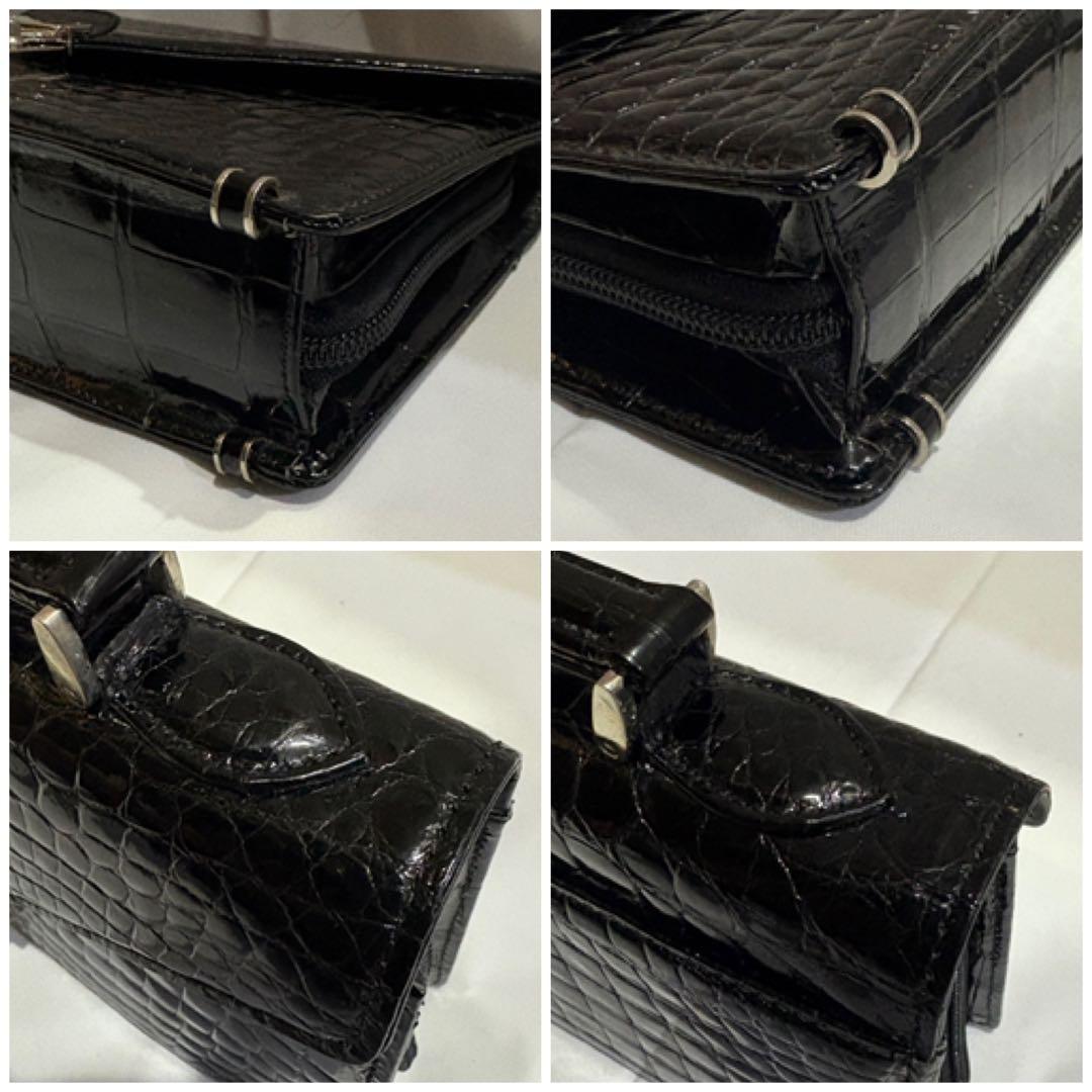 ★タイムセール★ 【美品・希少】JRA 本クロコダイル ワニ革 セカンドバッグ