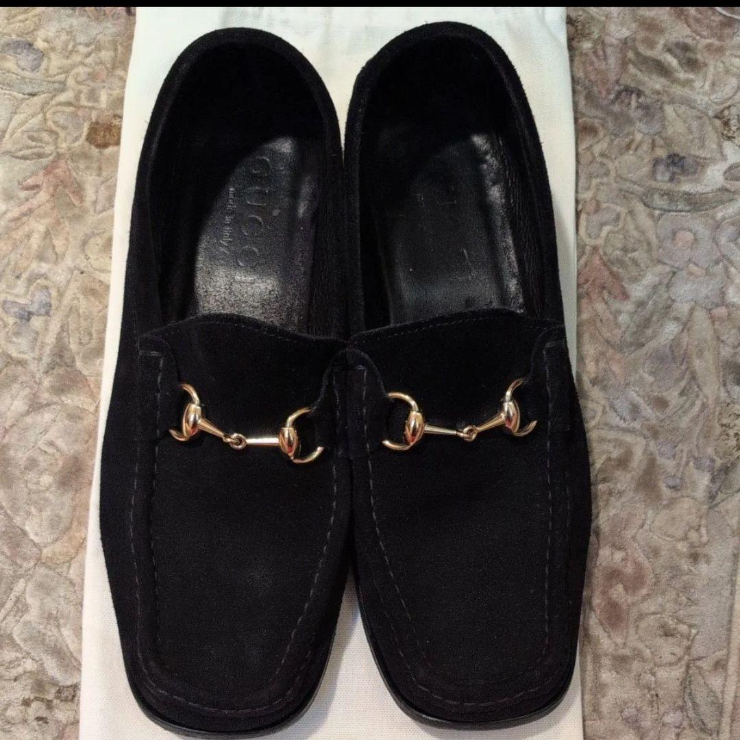 グッチ　GUCCI　ブラック ローファー 　スエード　27.5cm