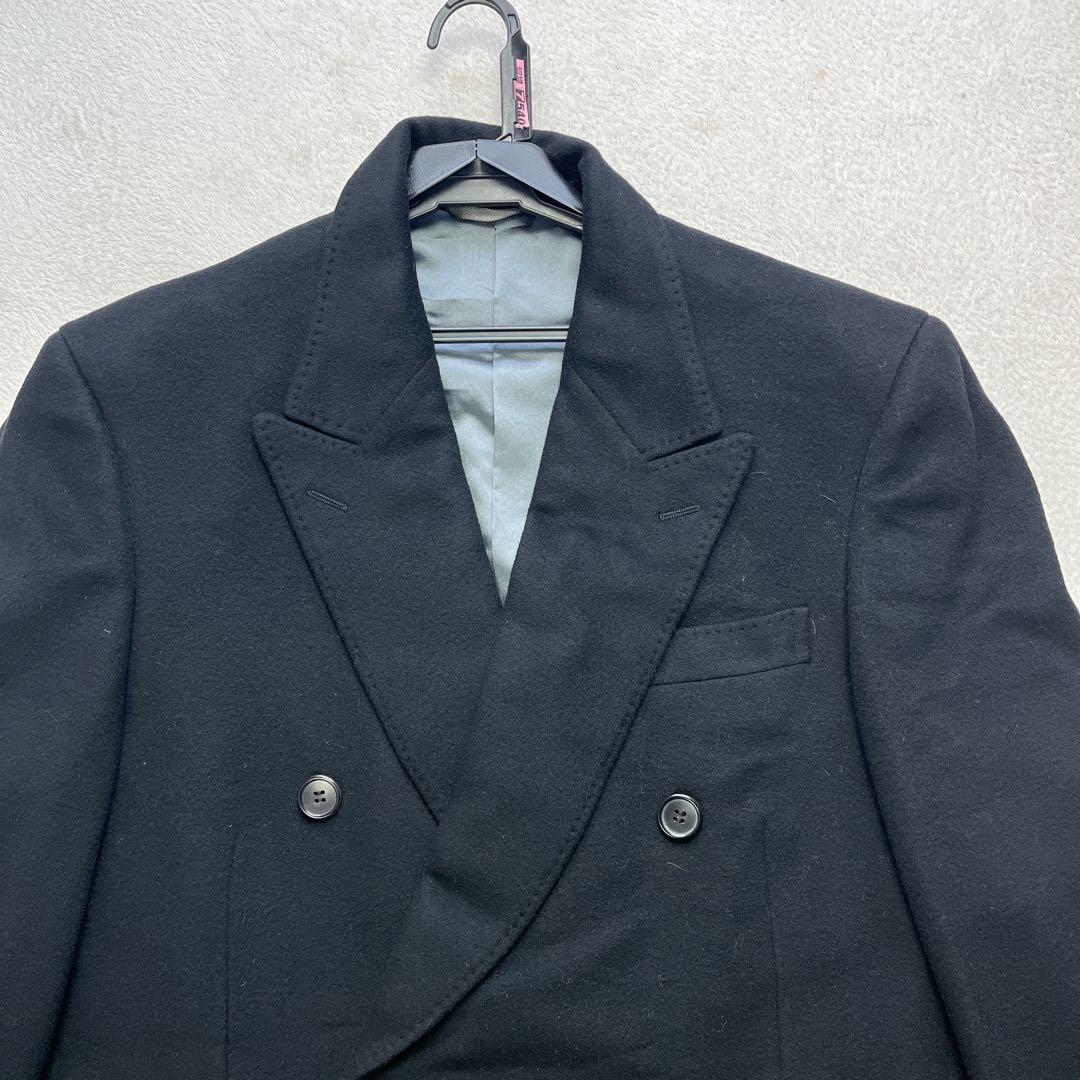 エルメネジルドゼニア カシミヤ ダブル 黒 チェスターコート ロング Lサイズ