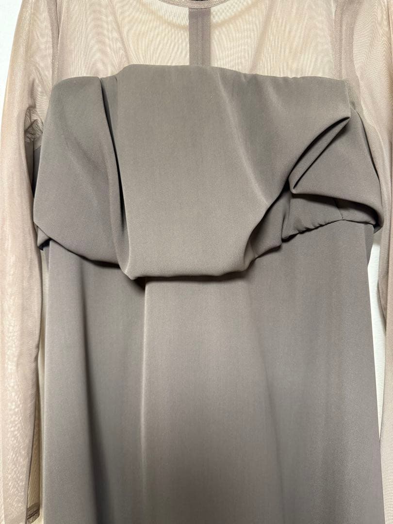 AMERI CLOUD FLARE DRESS ブラウンS