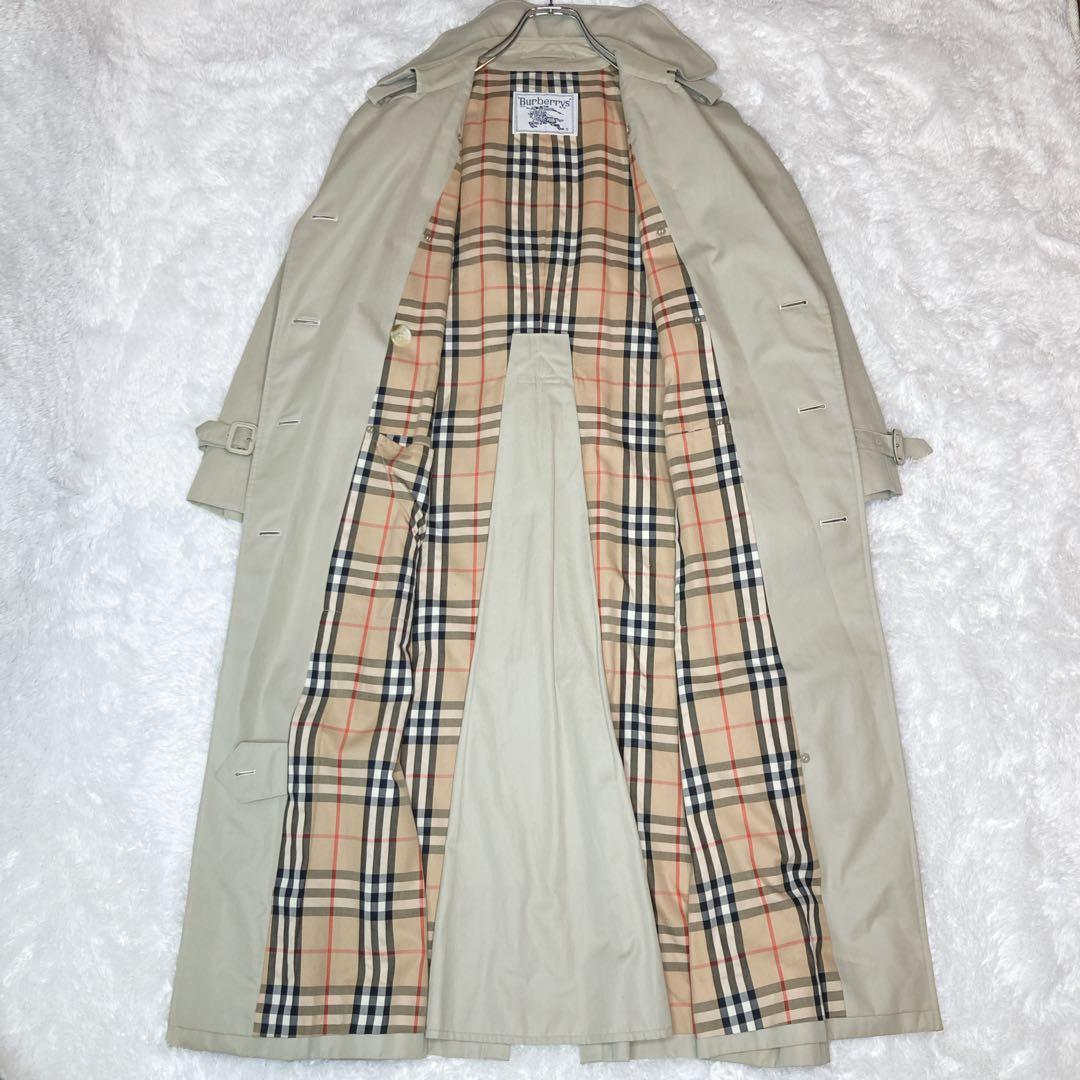 バーバリー トレンチコート ダブル ベージュ ロング ノバチェック コットン