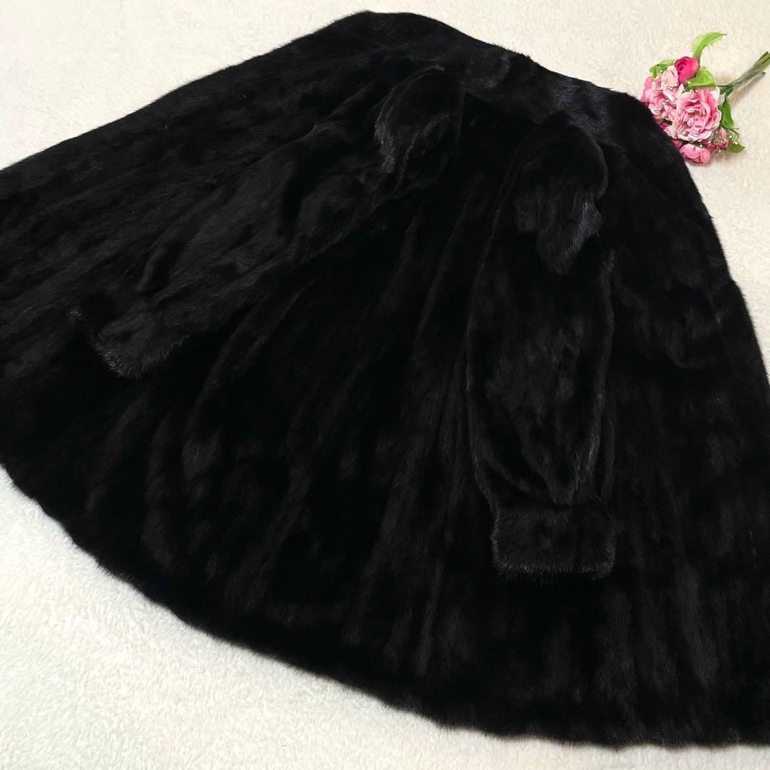 艶感◎ブラックミンク 本毛皮 ファーコート XXL相当 リアルファー