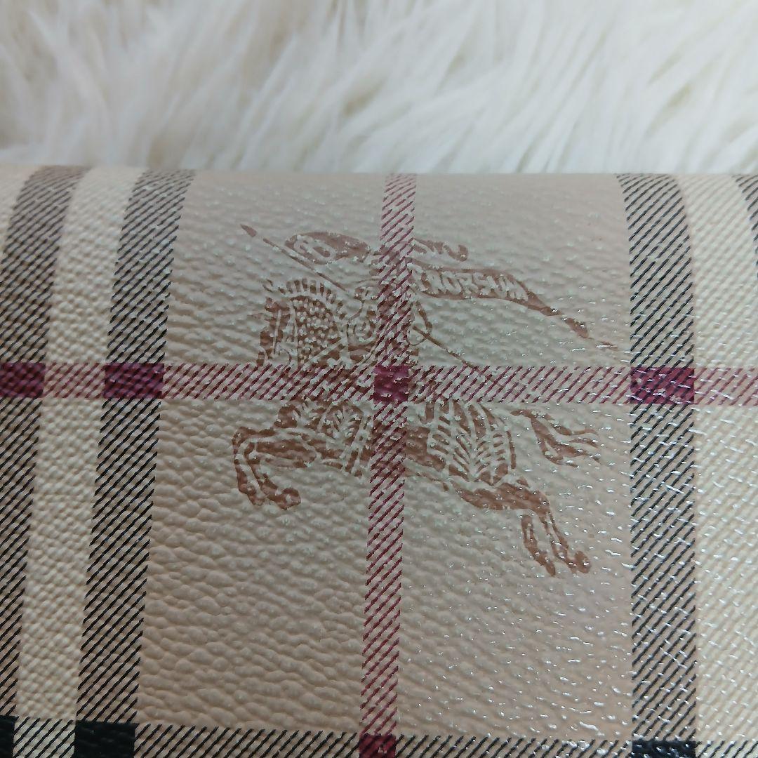【美品】【BURBERRY】ノバチェック　ホースロゴ　PVCレザー　長財布