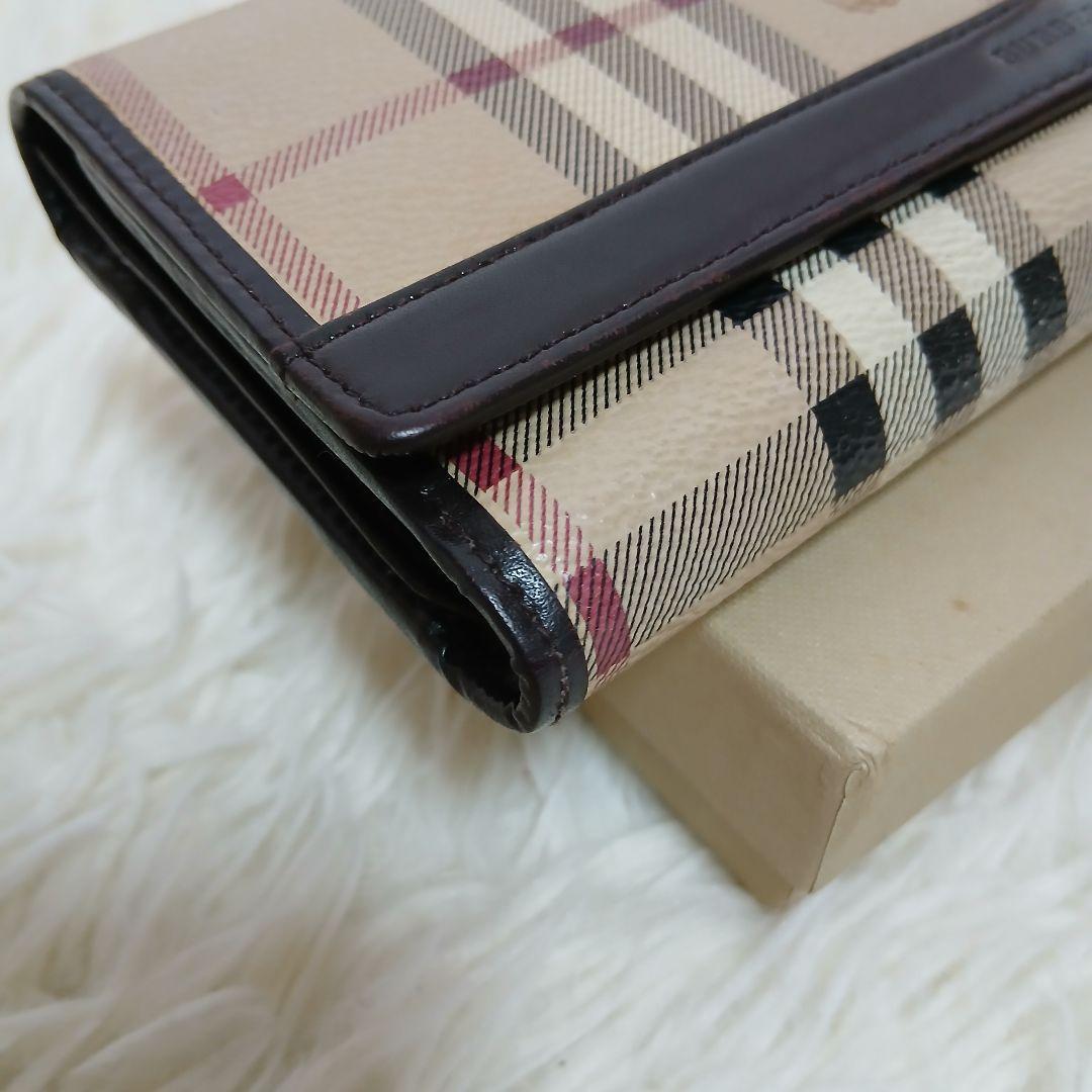 【美品】【BURBERRY】ノバチェック　ホースロゴ　PVCレザー　長財布